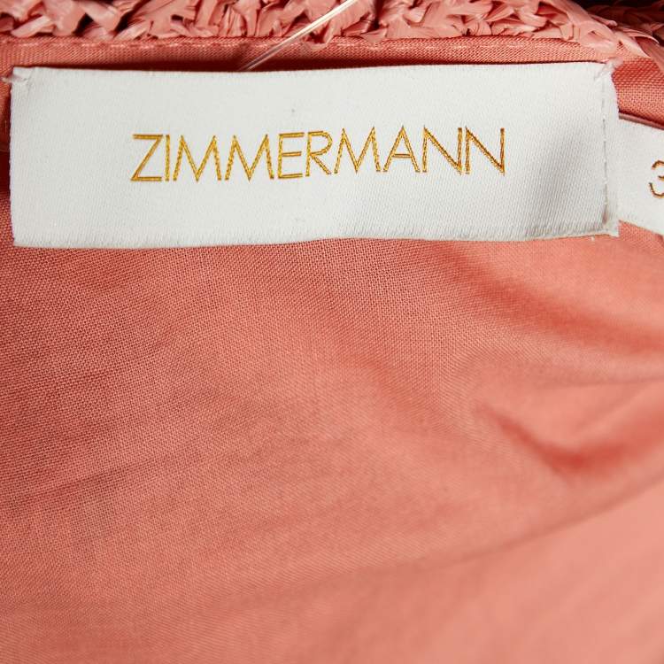 Pre Owned Zimmermann Antique Rose Raffia Postcard Crop Top XL