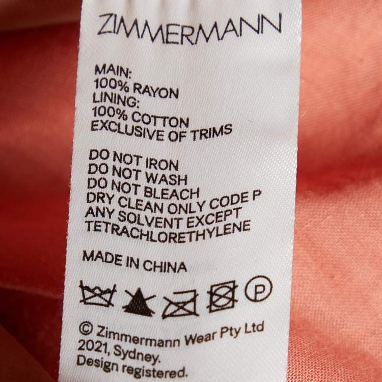 Pre Owned Zimmermann Antique Rose Raffia Postcard Crop Top XL