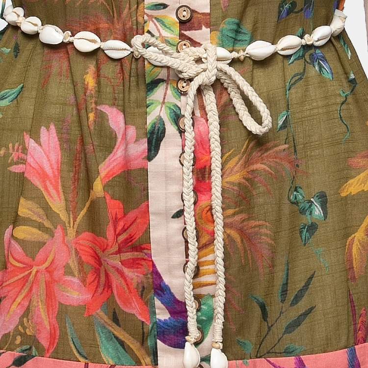 Pre Owned Zimmermann Multicolor Floral Printed Cotton Tropicana Mini Dress M