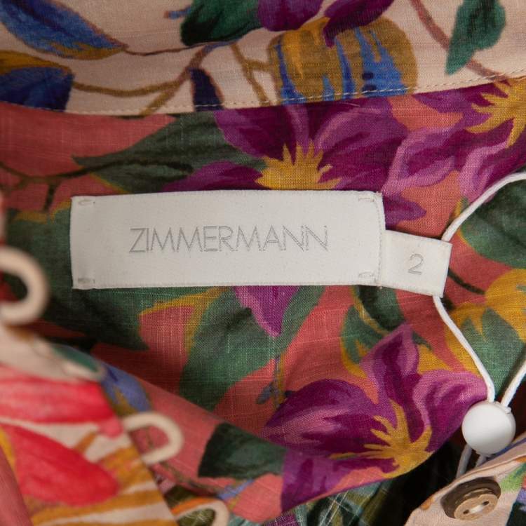 Pre Owned Zimmermann Multicolor Floral Printed Cotton Tropicana Mini Dress M