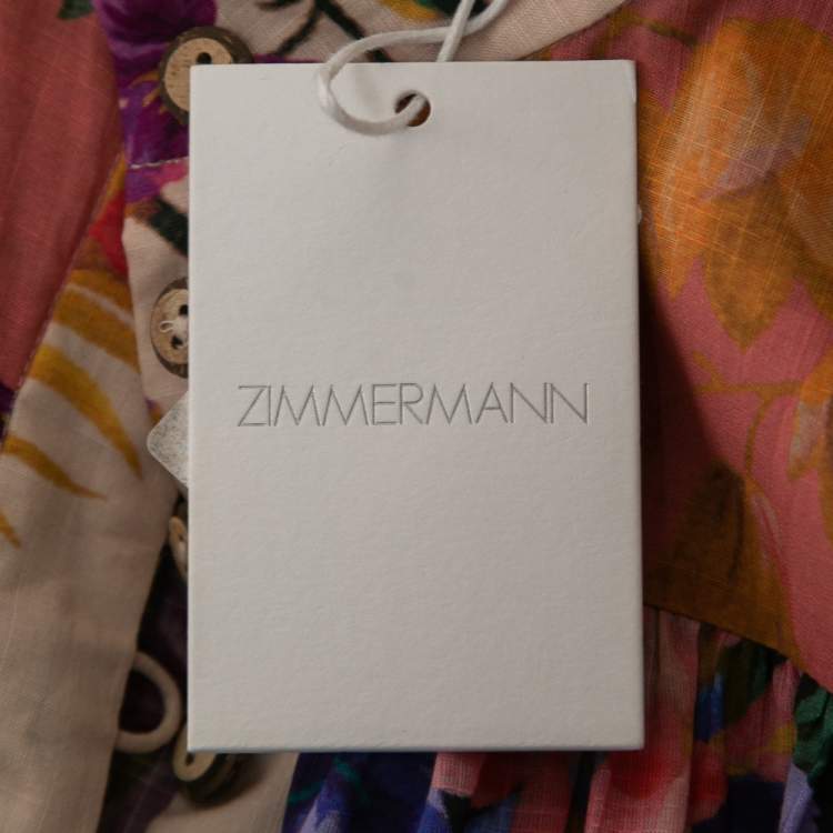 Pre Owned Zimmermann Multicolor Floral Printed Cotton Tropicana Mini Dress M