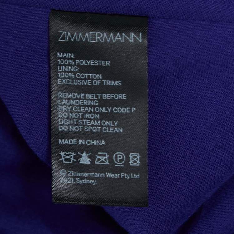 Pre Owned Zimmermann Purple Plisse Taffeta Midi Dress M