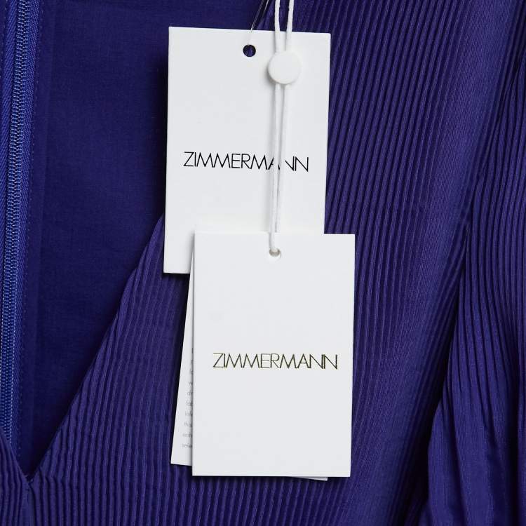 Pre Owned Zimmermann Purple Plisse Taffeta Midi Dress M