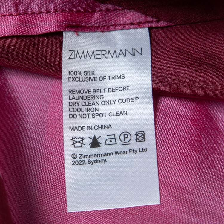 Pre Owned Zimmermann Pink Striped Silk Belted Maxi Beach Dress L