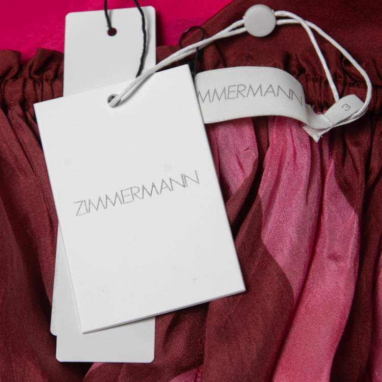 Pre Owned Zimmermann Pink Striped Silk Belted Maxi Beach Dress L