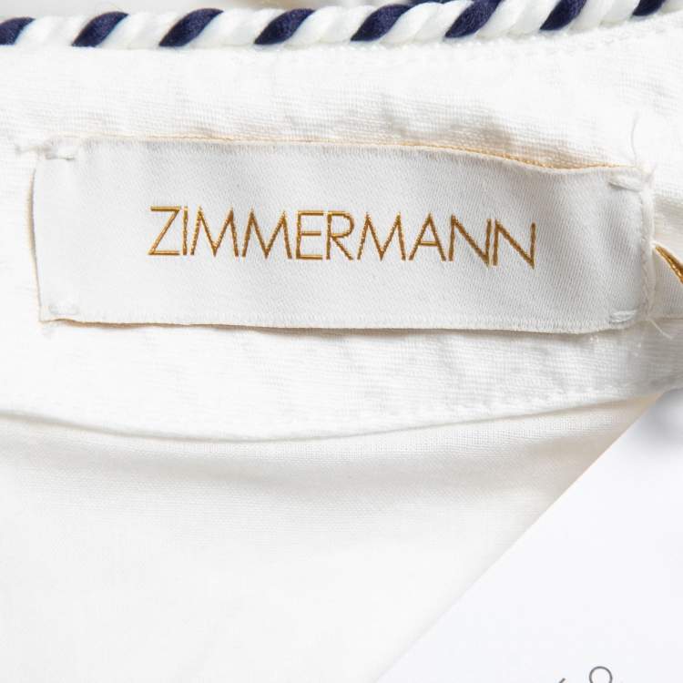 مملوكة مسبقًا Zimmermann White Texture Cotton Flared Mini Dress M
