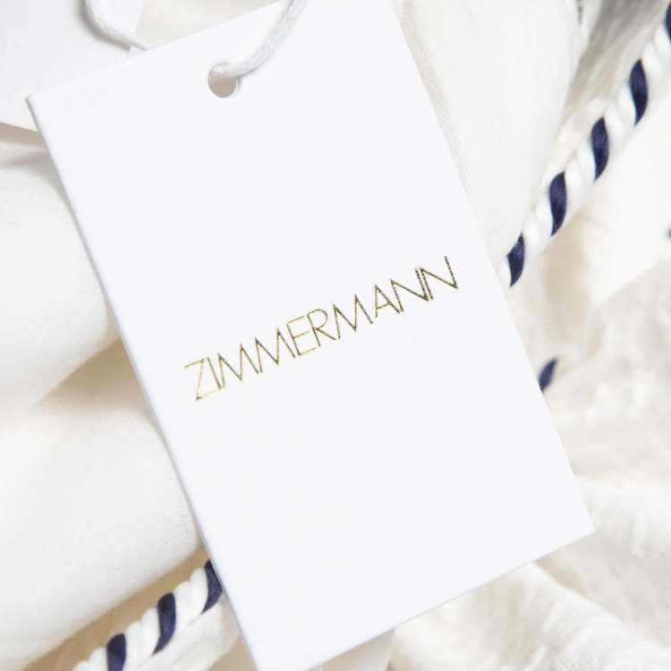 مملوكة مسبقًا Zimmermann White Texture Cotton Flared Mini Dress M