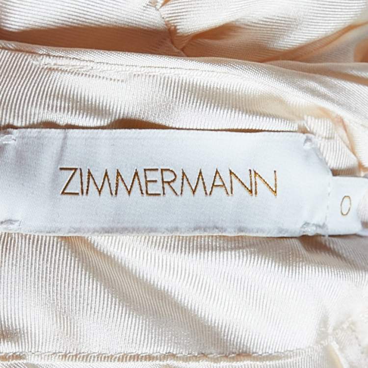Pre Owned Zimmermann Cream Silk Celestial Frill Midi Dress S