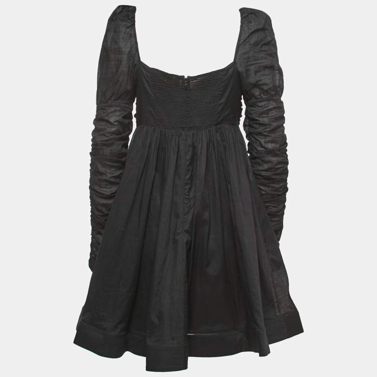 Pre Owned Zimmermann Black Cotton Twist Front Mini Dress L