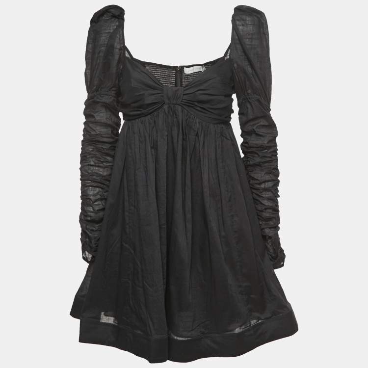 Pre Owned Zimmermann Black Cotton Twist Front Mini Dress L