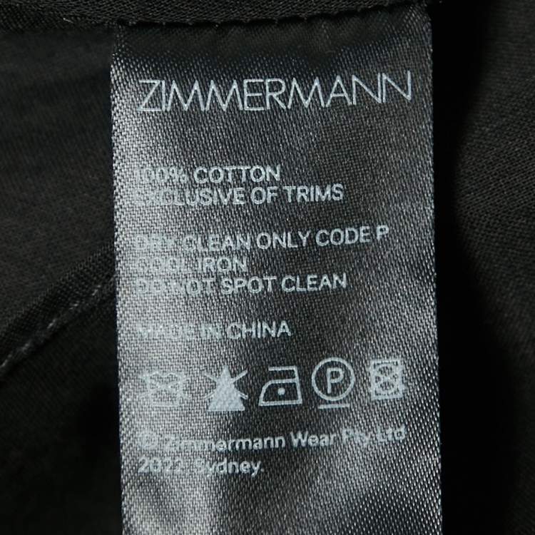 Pre Owned Zimmermann Black Cotton Twist Front Mini Dress L