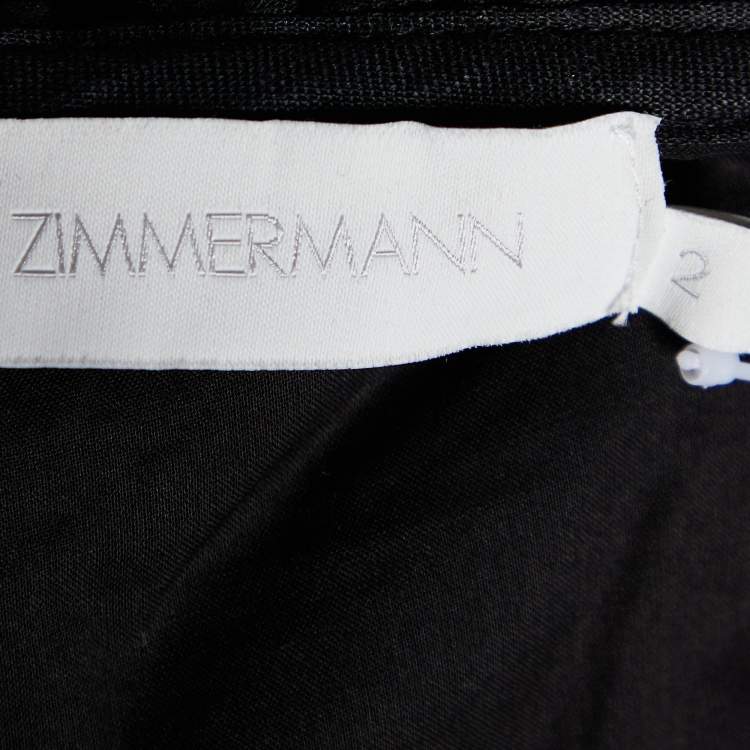 Pre Owned Zimmermann Black Linen Off-Shoulder Cropped Top M 