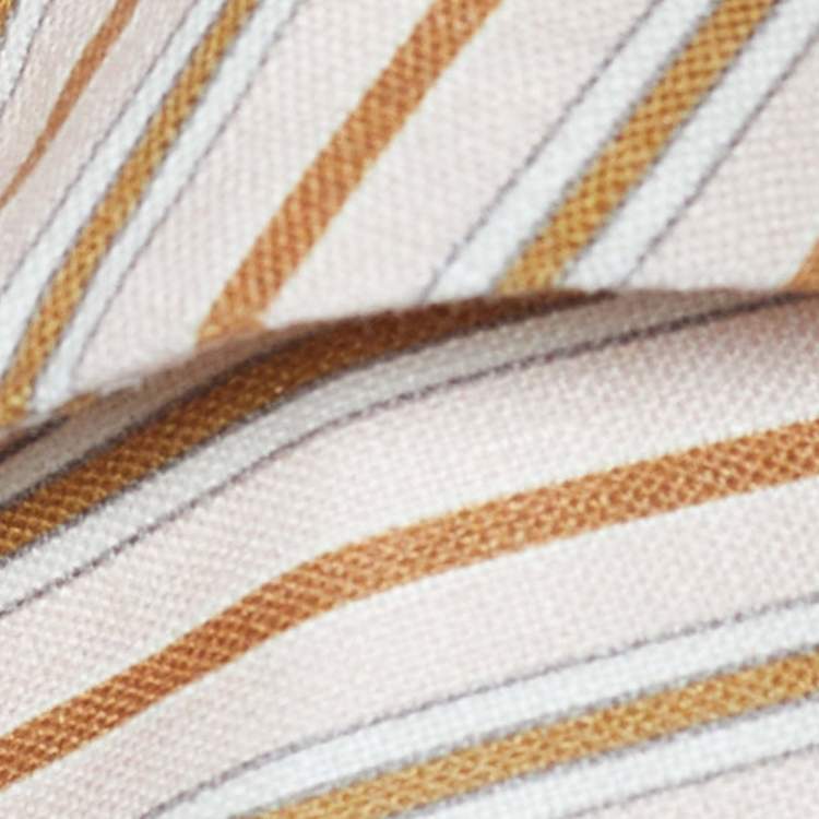 Pre Owned Zimmermann Light Pink Striped Painted Heart Linen Flutter Crop Top & Wide Leg Pants M