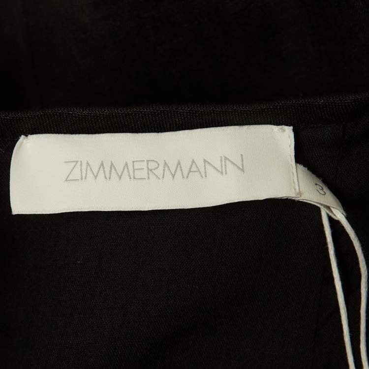 Pre Owned Zimmermann Black Linen Open-Back Midi Dress L