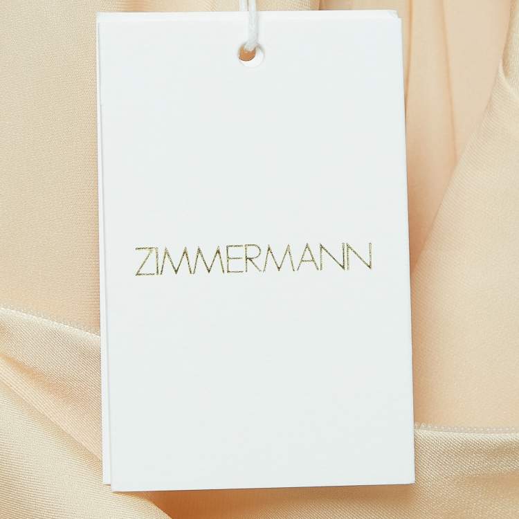 Pre Owned Zimmermann Beige Jersey Ruched Scarf Blouse L