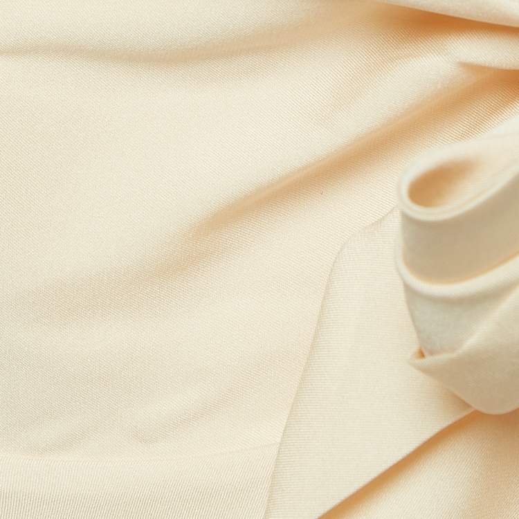 Pre Owned Zimmermann Beige Jersey Ruched Scarf Blouse L