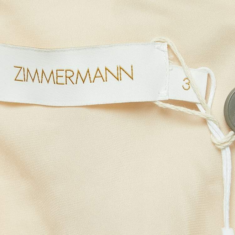 Pre Owned Zimmermann Beige Jersey Ruched Scarf Blouse L