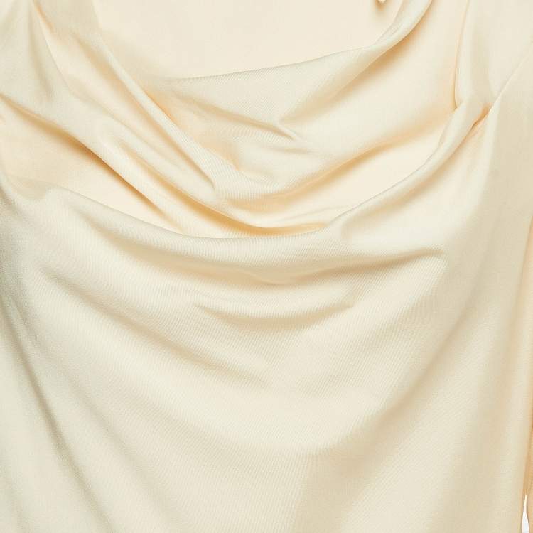 Pre Owned Zimmermann Beige Jersey Ruched Scarf Blouse L