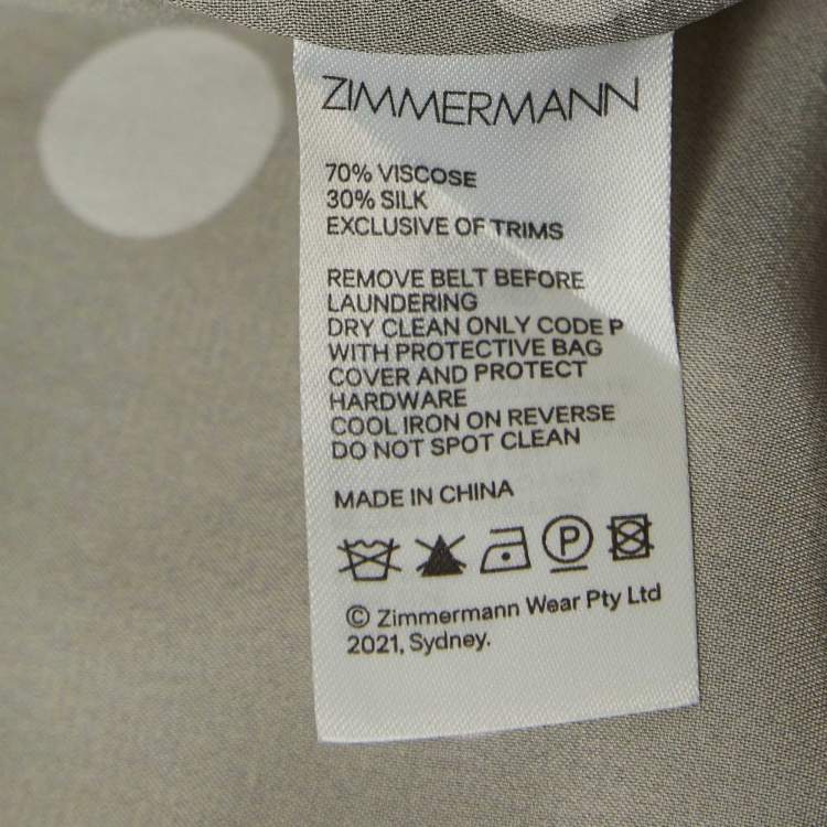 Pre Owned Zimmermann Green Polka Dot Silk-Blend Belted Midi Dress S