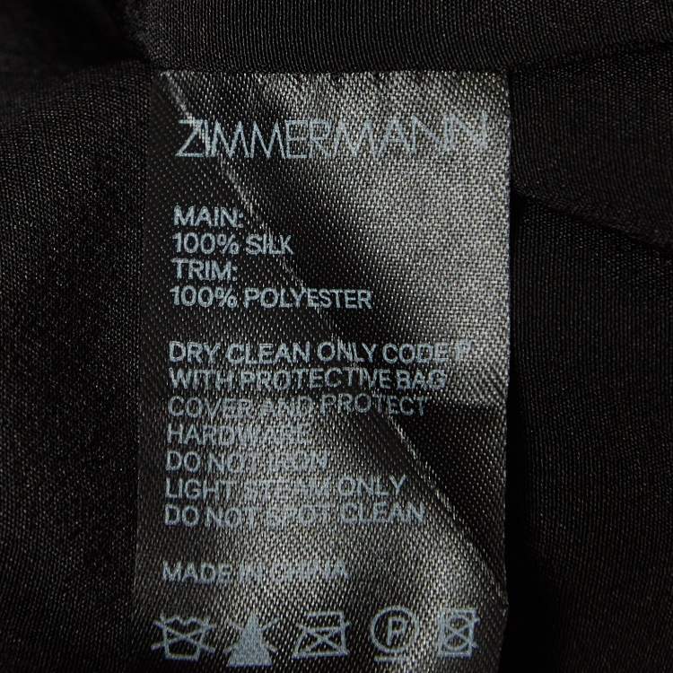Pre Owned Zimmermann Black Silk Pleated Frill Midi Dress S