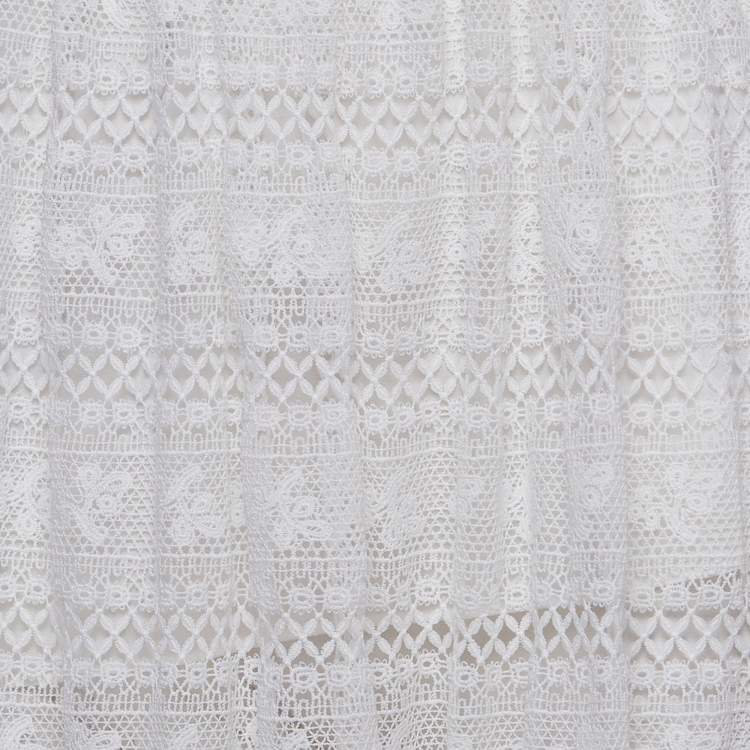 Pre Owned Zimmermann White Lace Prima Insert Trim Maxi Dress S