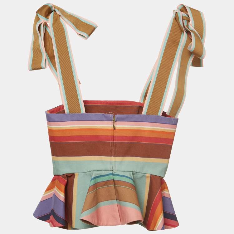 Pre Owned Zimmermann Multicolor Printed Cotton Peplum Top S