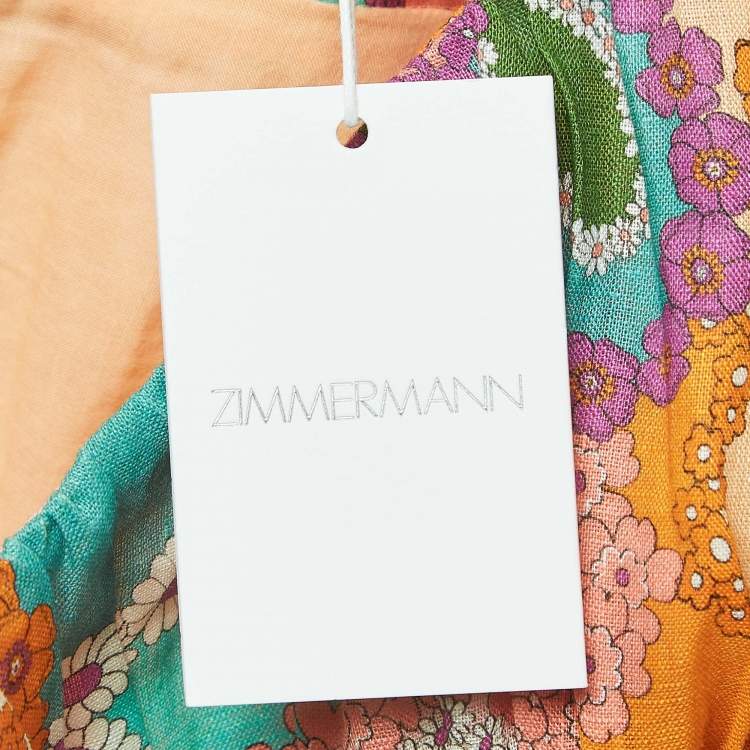 Pre Owned Zimmermann Multicolor Floral Print Linen Lola Panelled Mini Dress M