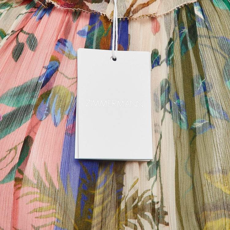 Pre Owned Zimmermann Multicolor Tropicana Print Silk Maxi Dress M