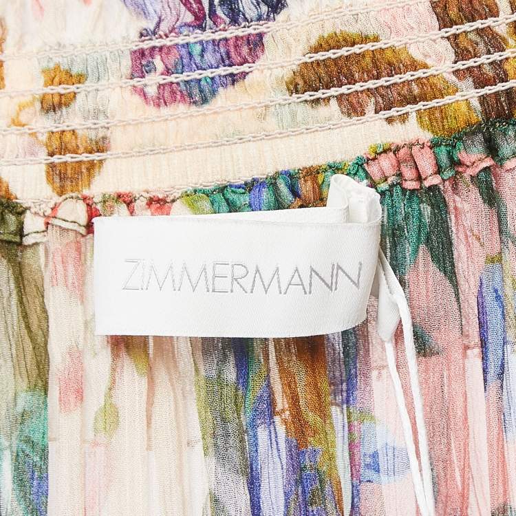 Pre Owned Zimmermann Multicolor Tropicana Print Silk Maxi Dress M