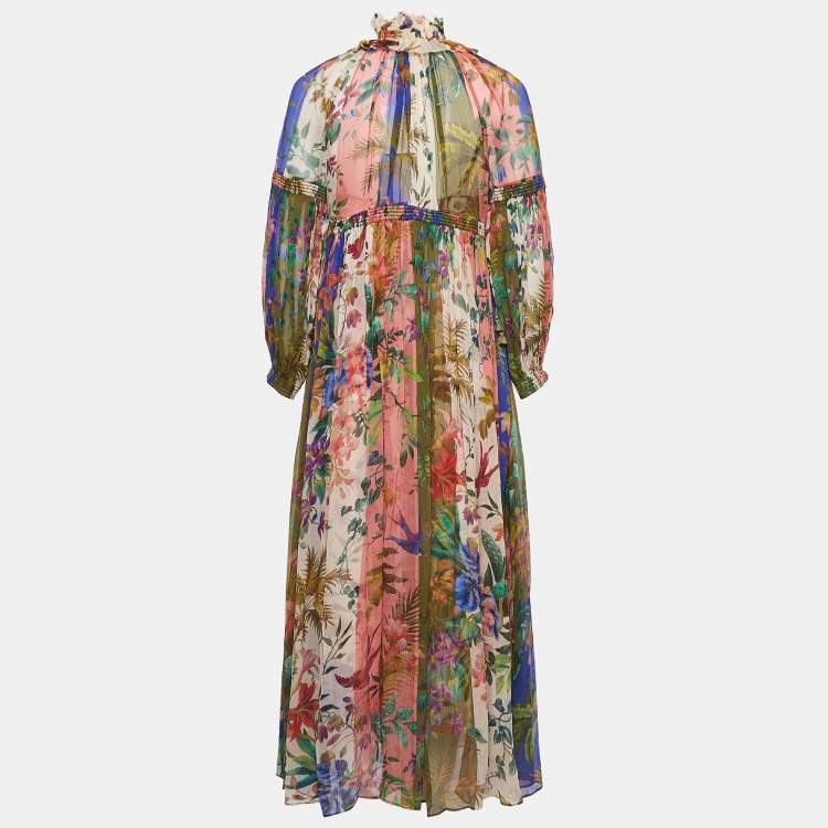 Pre Owned Zimmermann Multicolor Tropicana Print Silk Maxi Dress M