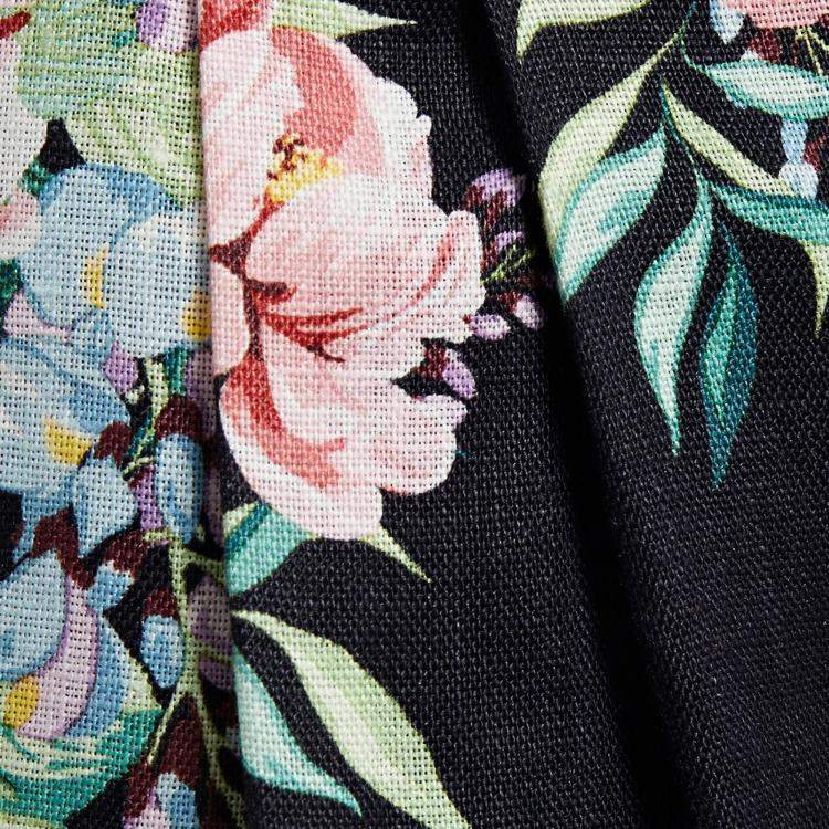 Pre Owned Zimmermann Black Floral Linen Tapered Pants S