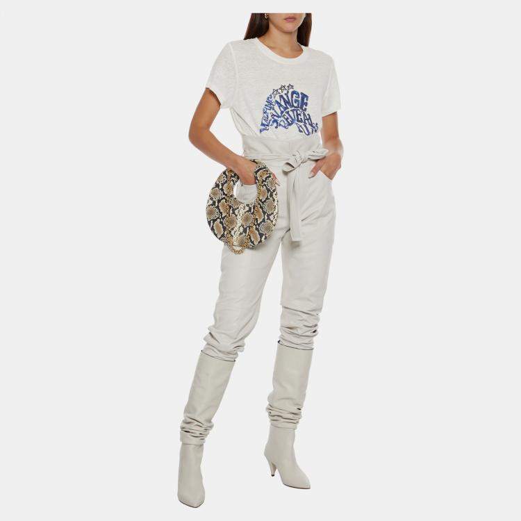 Pre Owned Zimmermann Ivory Linen Lucky Sequin T-Shirt M (SIZE 2)