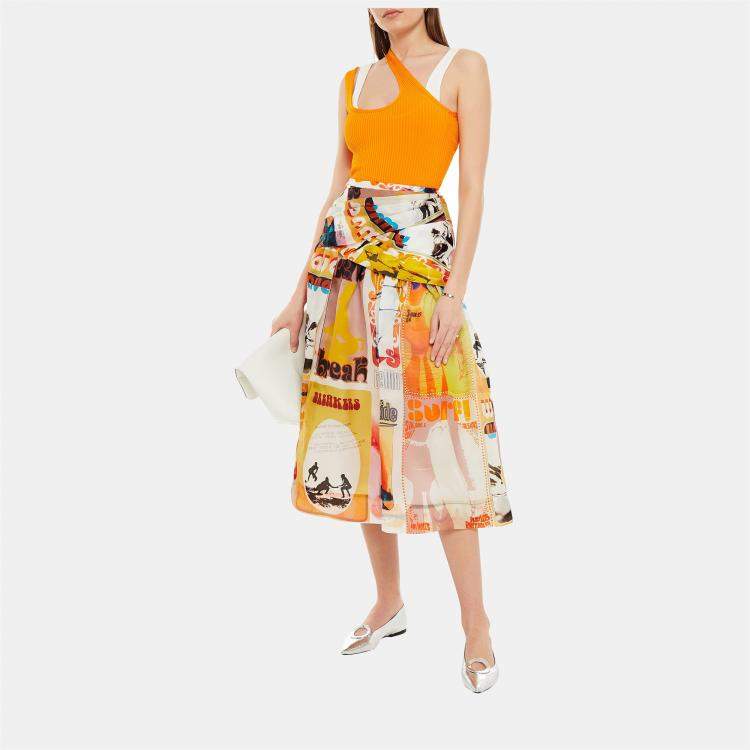 Pre Owned Zimmermann Multicolor Printed Silk Midi Skirt M (1)