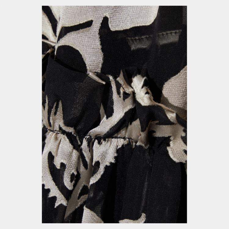 Pre Owned Zimmermann Black Burnout Silk Maxi Dress S