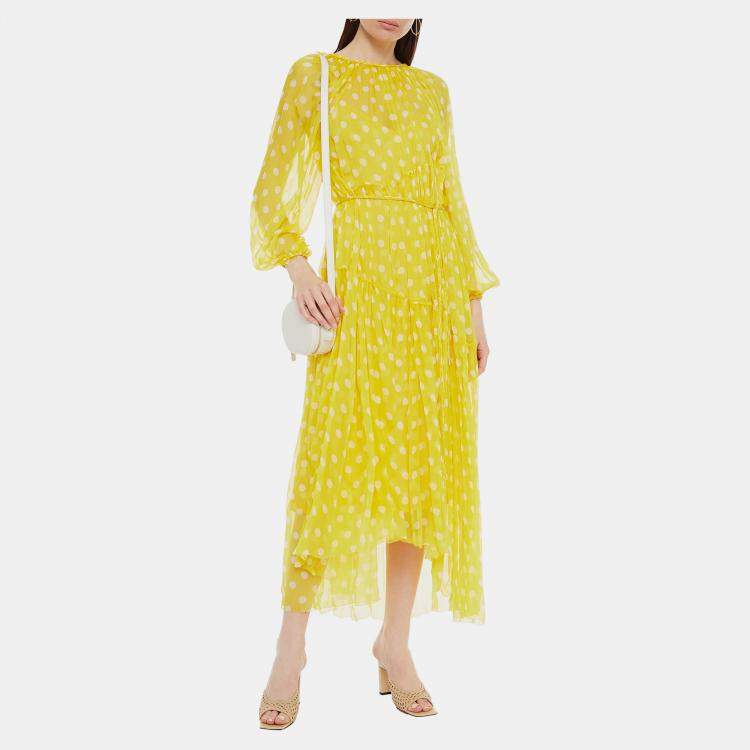 مملوكة مسبقًا Zimmermann Yellow Dotted Silk Midi Dress L (2)