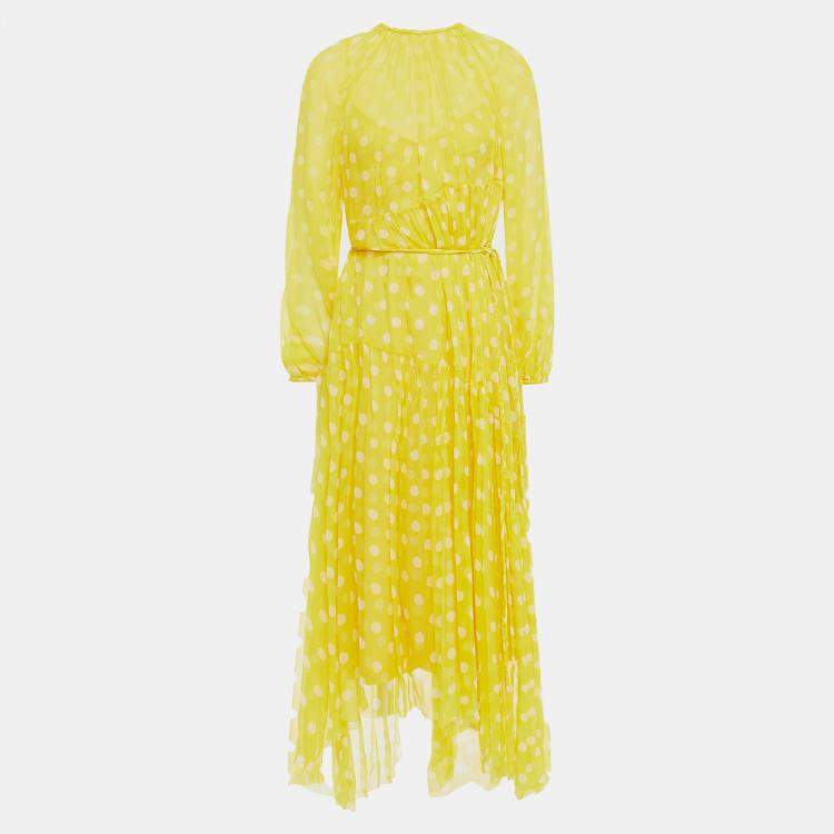 مملوكة مسبقًا Zimmermann Yellow Dotted Silk Midi Dress L (2)
