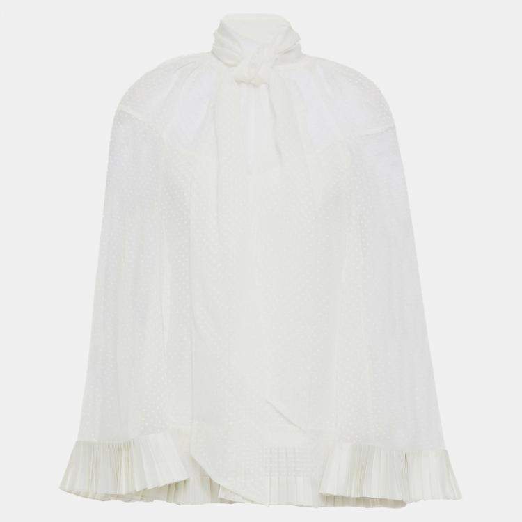 Pre Owned Zimmermann White Dotted Chiffon Blouse L