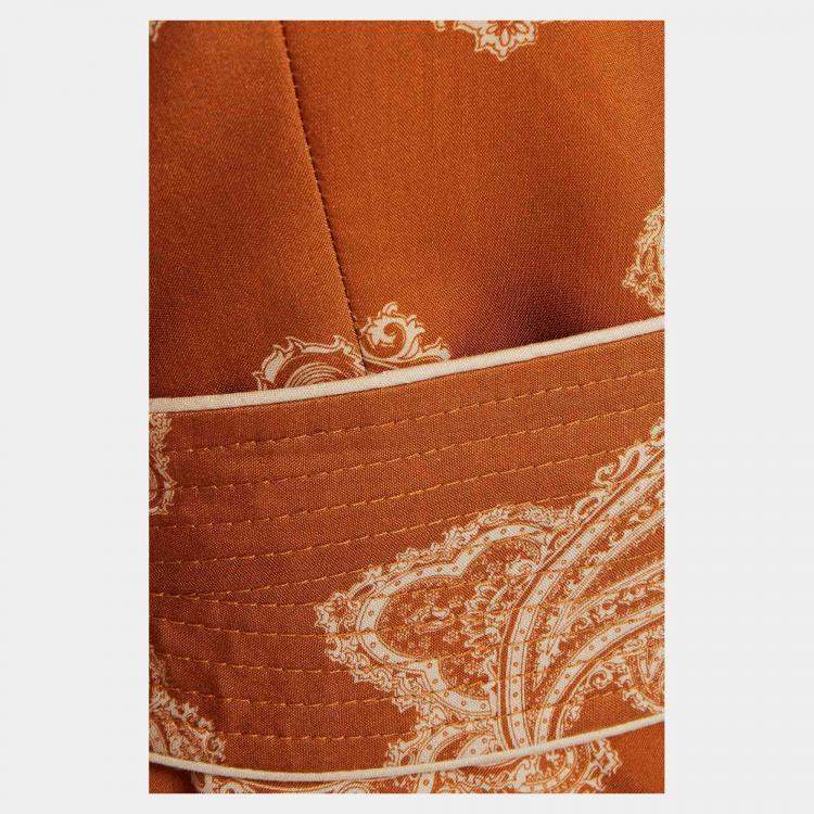 Pre Owned Zimmermann Orange Paisley Silk Maxi Dress M