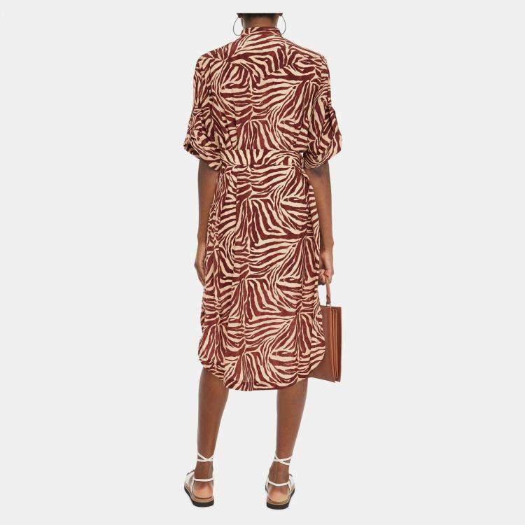 مملوكة مسبقًا Zimmermann Brown Printed Silk Midi Dress M