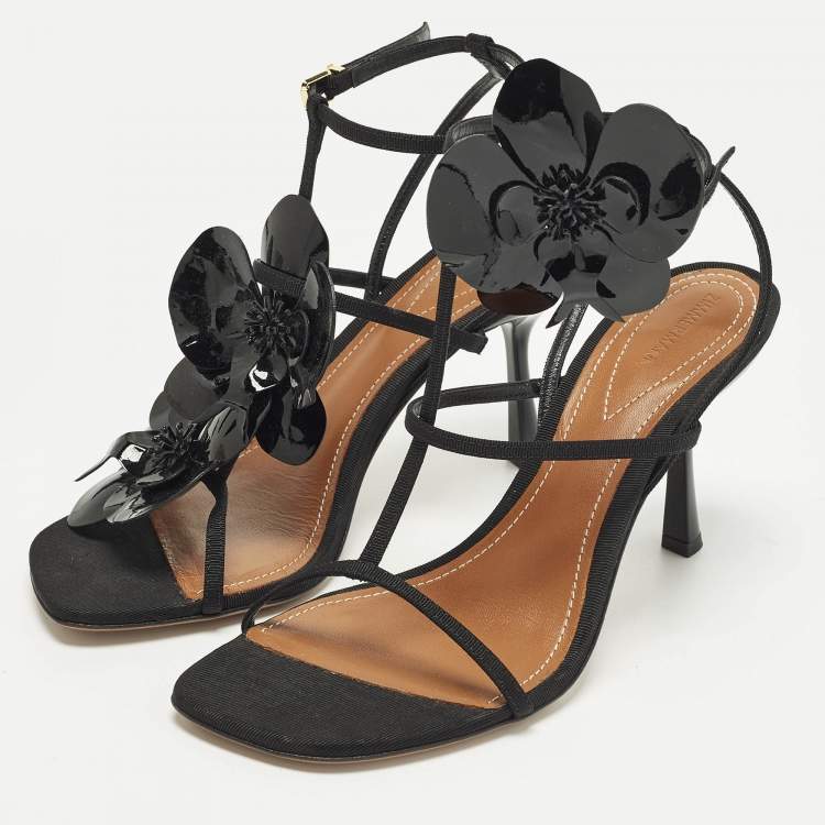 Pre Owned Zimmermann Orchid Size 39 Black Canvas Ankle Strap Sandals