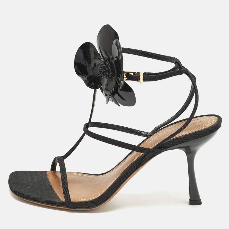Pre Owned Zimmermann Orchid Size 39 Black Canvas Ankle Strap Sandals