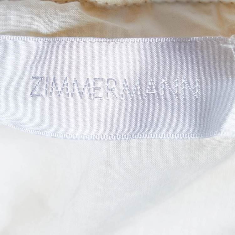 Pre Owned Zimmermann Yellow Stripe Print Linen Flared Dress S