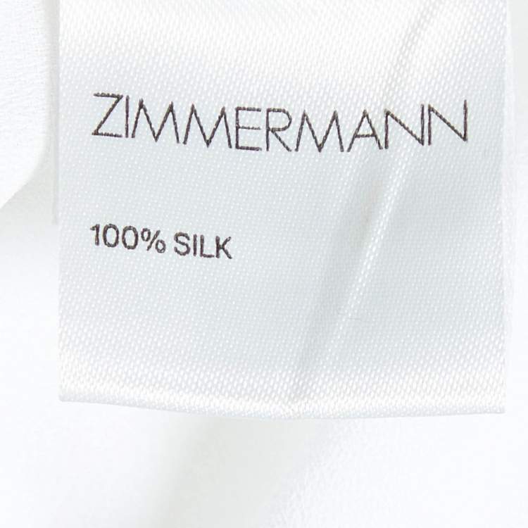 Pre Owned Zimmermann White Dotted Silk Lace Paneled Maxi Dress XS  