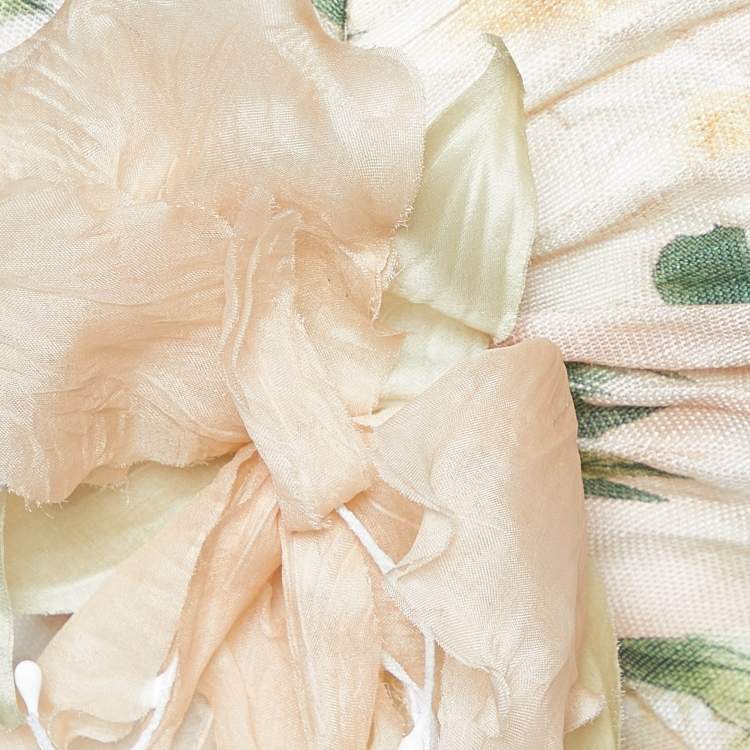 Pre Owned Zimmermann Multicolor Floral Print Linen Blend Gathered Bra Top M