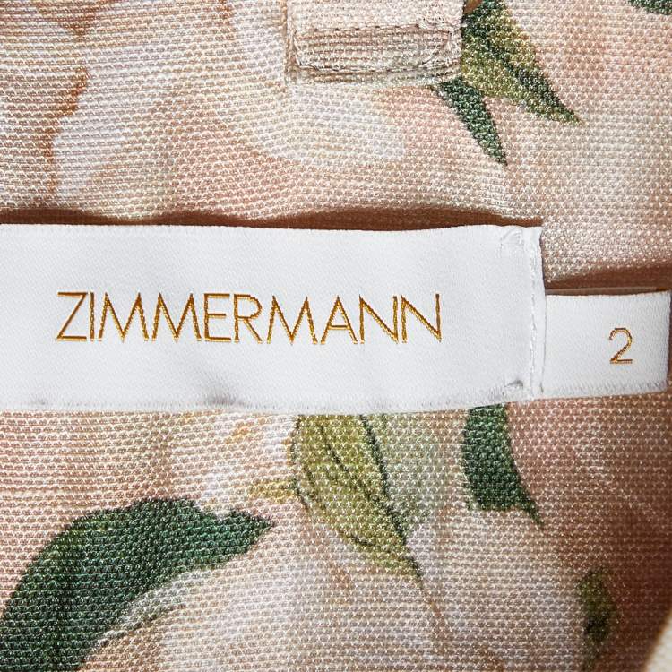 Pre Owned Zimmermann Multicolor Floral Print Linen Blend Gathered Bra Top M