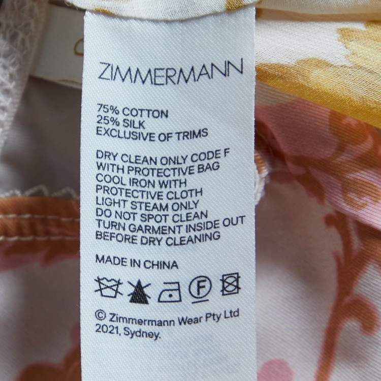 Pre Owned Zimmermann Mulitcolor Floral Print Silk Blend Ruffled Shirt XS