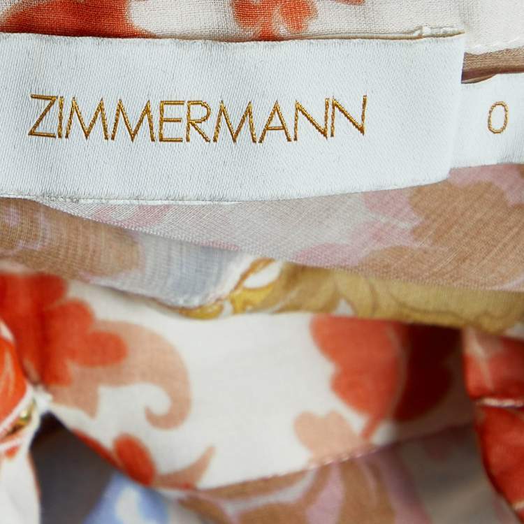 Pre Owned Zimmermann Mulitcolor Floral Print Silk Blend Ruffled Shirt XS
