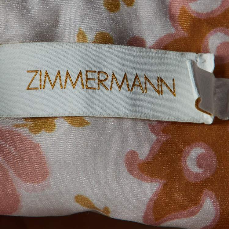 Pre Owned Zimmermann Multicolor Printed Crepe Postcard Pleated Midi Skirt XS