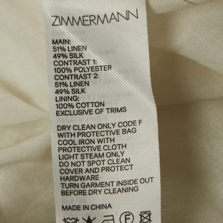Pre Owned Zimmermann Off-White Linen Blend Eyelet Detail Mini Dress XS