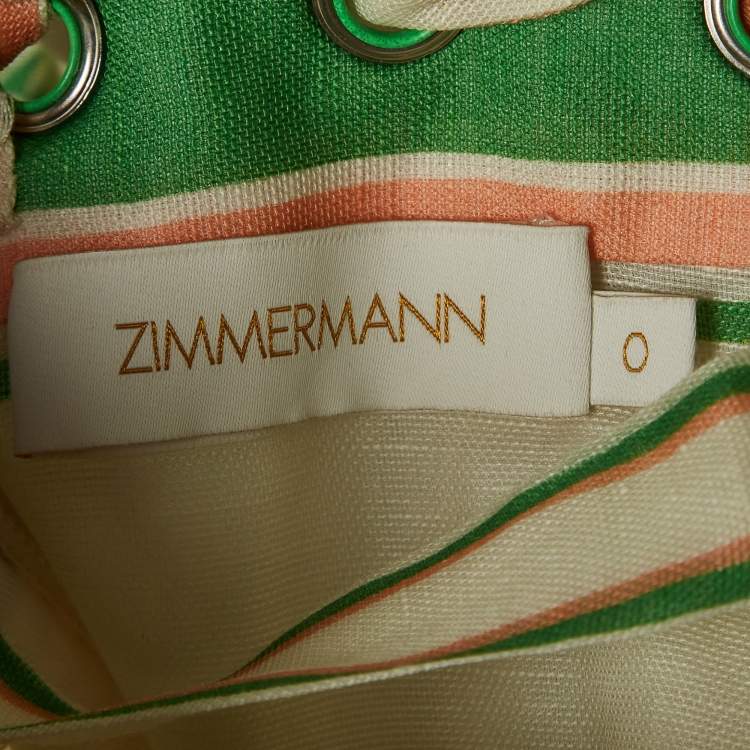 Pre Owned Zimmermann Off-White Linen Blend Eyelet Detail Mini Dress XS